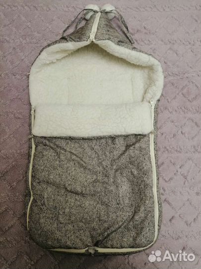 Зимний конверт в коляску на овчине