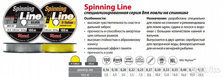 Леска Momoi Spin.Line F-Y 0,33мм,12,0кг100 м, 5шт