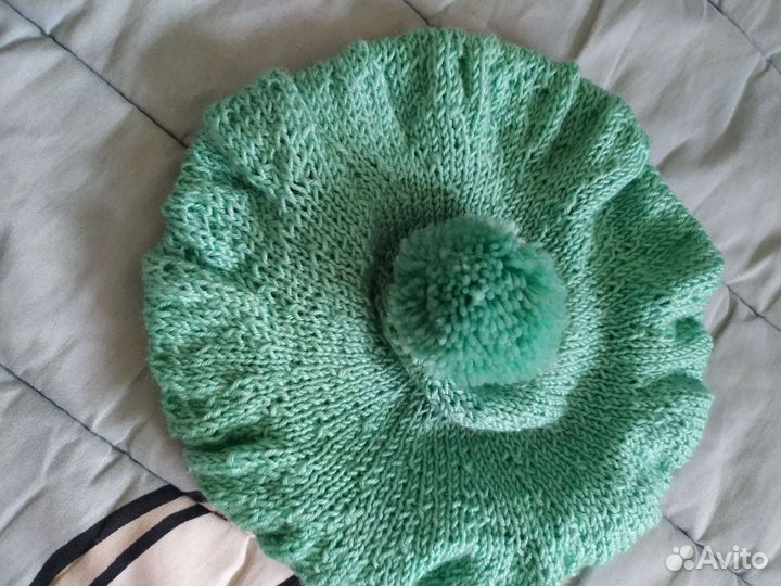 Берет handmade зелёный. Хлопок