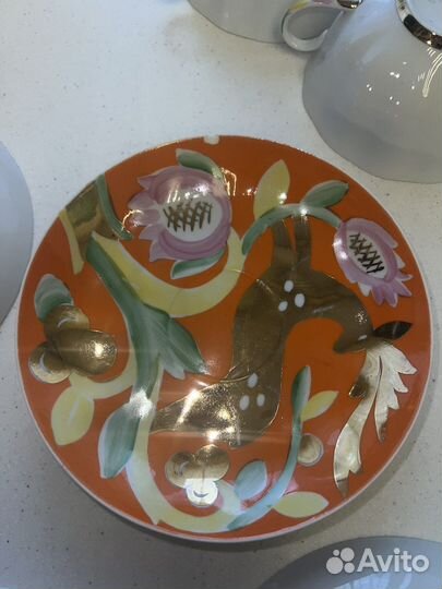 Сервиз чайный золотой олень СССР дулево