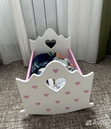 Деревянная кроватка и пупс беби бон