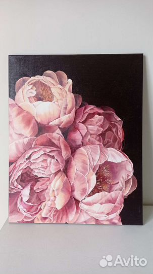 Картина маслом розовые пионы