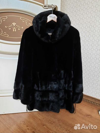 Шуба норковая с капюшоном