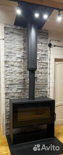 Печь-камин Монблан с дымоходом и установкой