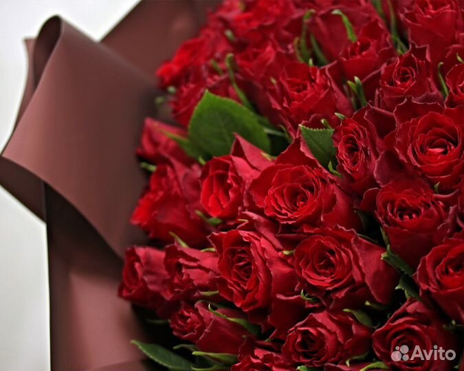 Букет из 101 красной розы 35-40 см (Кения) в стиль