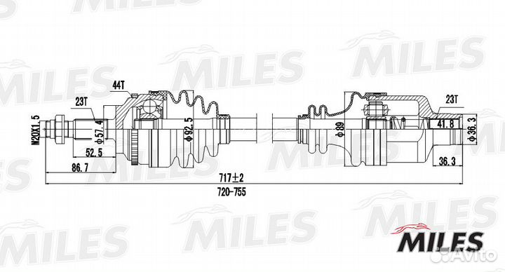 Привод в сборе renault clio II/kangoo 1.5DCI 01-09