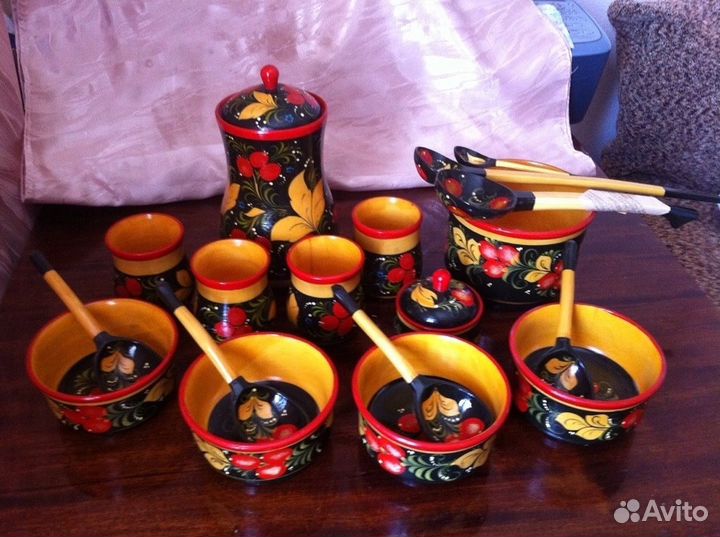 Набор деревянной посуды ручной росписи в подарок