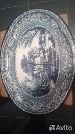 Поднос металлический СССР винтажный зима