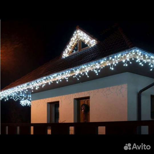 Украшение домов гирляндой к новому году