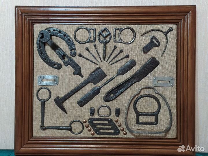 Несколько панно из старых предметов, монет и тд