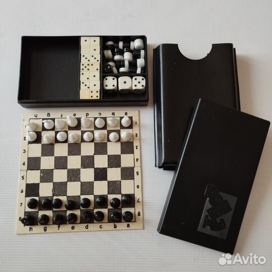 Дорожный набор ссср.Шахматы, шашки,домино