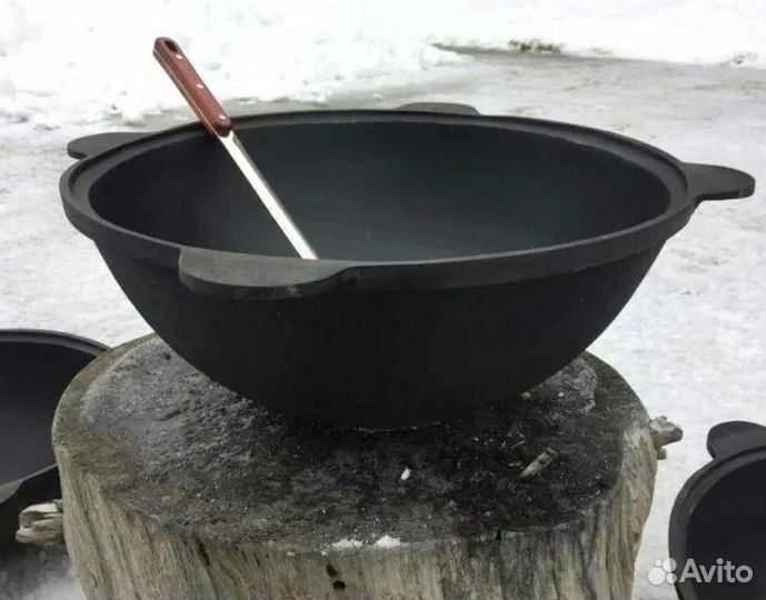 Казан чугунный узбекский с крышкой для плова