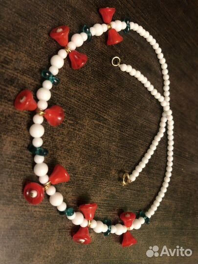 Бусы Чехия стекло цветы винтаж