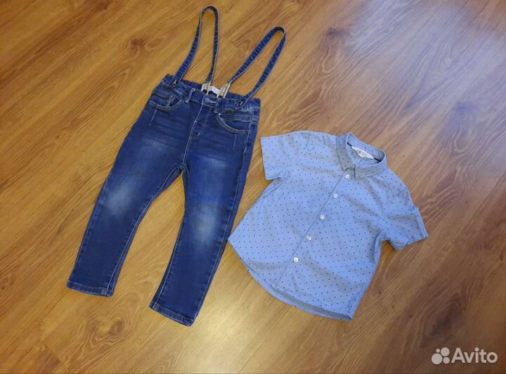 Джинсы Zara, HM, рубашка HM, жилет Next 98 и 86