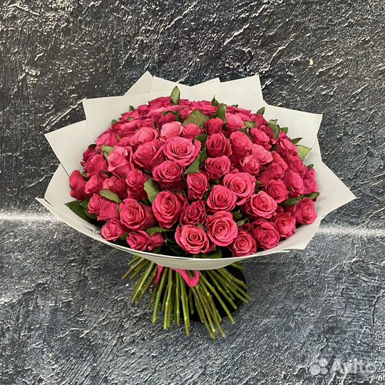 Букет малиновых мини роз Кения 40см 33 шт