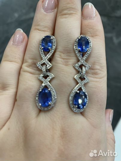 Серьги с сарфирами и бриллиантами МГУ