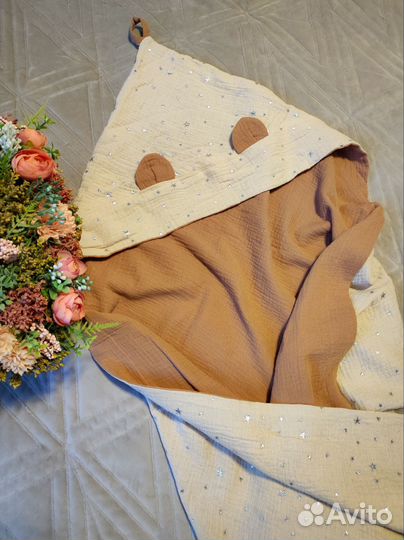 Муслиновое полотенце с уголком детское