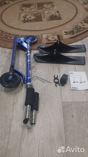 Детский самокат снегокат 2в1
