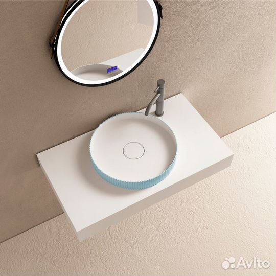 Раковина накладная abber Stein AS2604 голубая