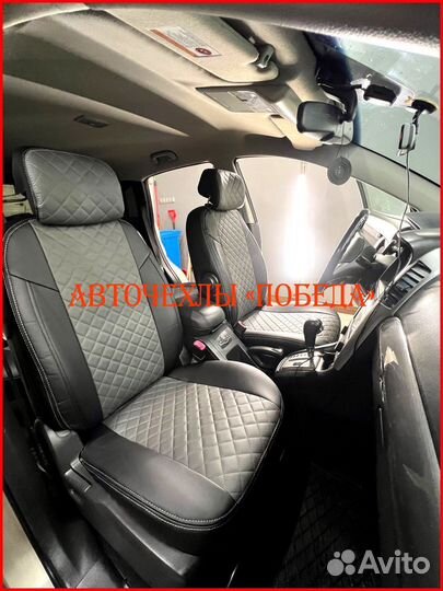 Чехлы Chevrolet Captiva из экокожи чёрно-серые Ром