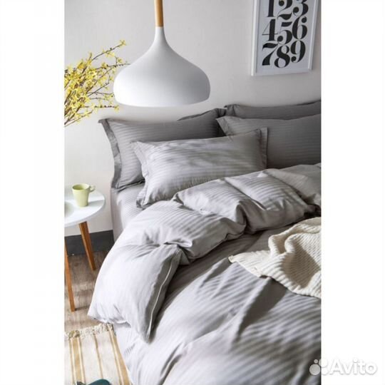 «Светло-серый» страйп сатин, 100 хлопок