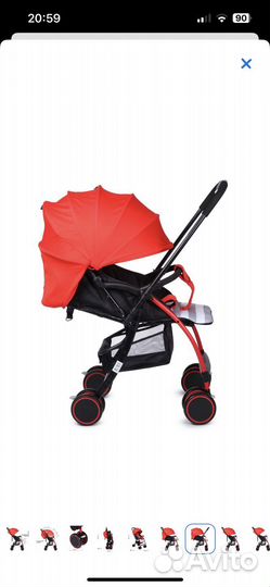 Прогулочная коляска babyton mobile red