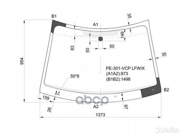 Стекло лобовое citroen C-elysse/peugeot 301 4D