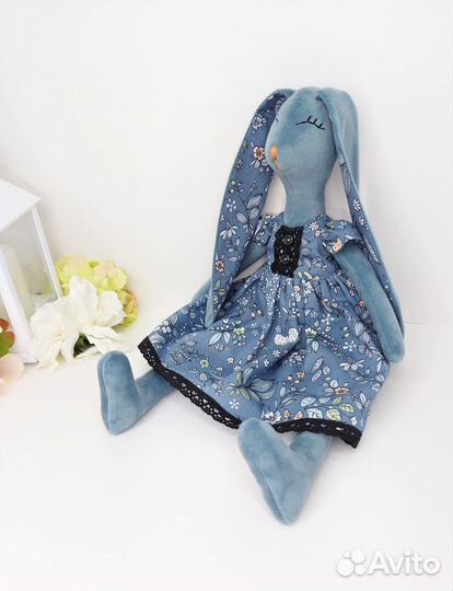 Заяц тильда в платье. Цвет зайки,акулы из Икеи