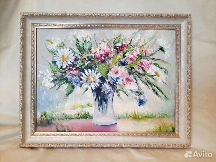 Картина маслом на холсте Полевые цветы