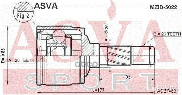 Шрус внутренний лев mzid-5022 mzid5022 asva