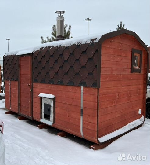 Баня бочка квадро готовая, рассрочка