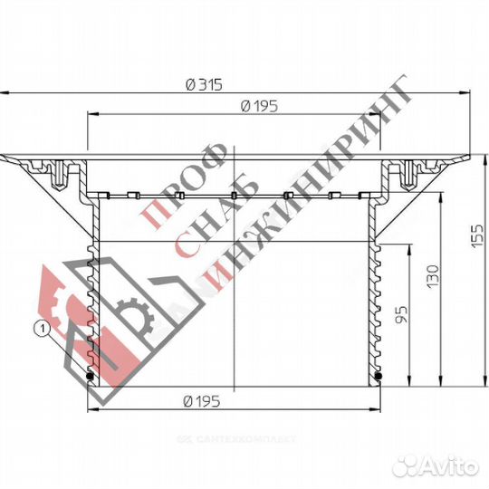 Элемент надставной для трапа D195мм HL HL618