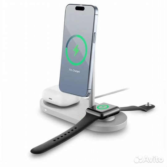 Беспроводная зарядная панель 3 в 1 Для iPhone, Apple Watch, Airpods uBear Stage Pro 30W #401884