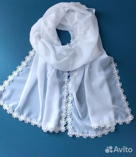 Платок палантин шифоновый белый новый