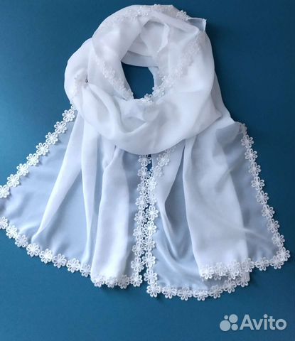 Платок палантин шифоновый белый новый