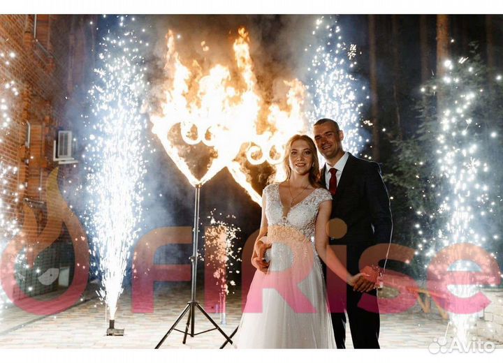 Горящие сердца на свадьбу, Фаер шоу, салют, юбилей