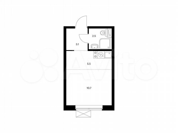 Квартира-студия, 21,8 м², 28/33 эт.