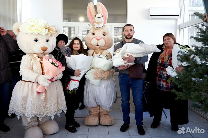 Заяц и Медведь на праздник/Ростовая кукла/Аниматор