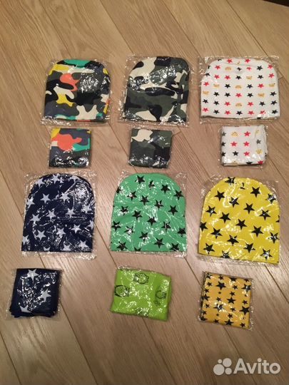 Шапка+снуд хб для мальчиков и девочек