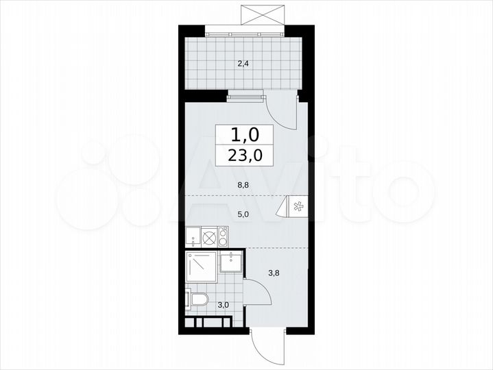 Квартира-студия, 23 м², 13/21 эт.