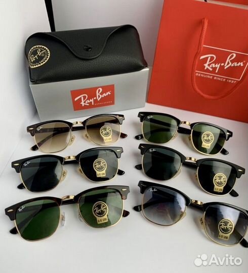 Очки ray ban clubmaster зеленые