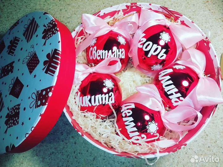 Новогодние именные ёлочные шарики