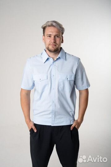 Рубашка полиции бледно-голубая мужская к/р оптом