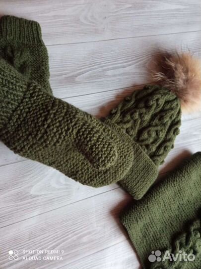 Шапка, снуд и варежки