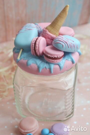 Вкусная баночка с декором полимерная глина