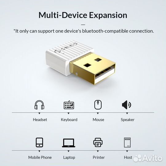 Новый 5.0 USB Bluetooth адаптер orico BTA-508-WH