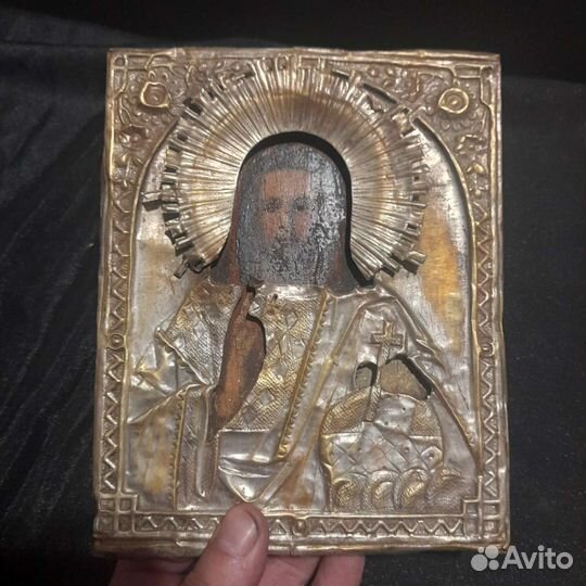 Антикварная старинная икона Спас Вседержитель