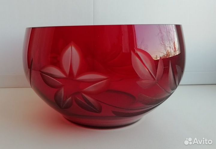 Ваза (конфетница) рубиновое стекло (хрусталь) СССР