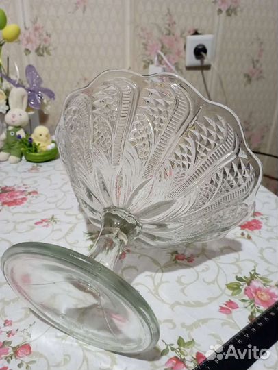Ваза для фруктов на ножке СССР стекло
