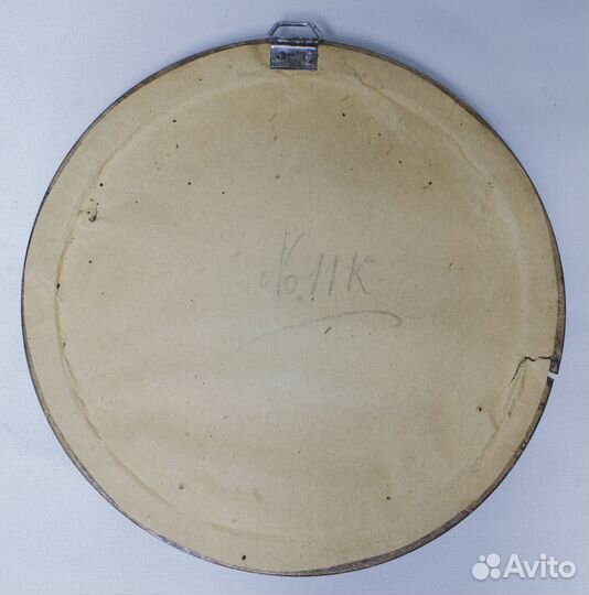 Панно Цветы в корзине, круглое, дерево, диаметр 13